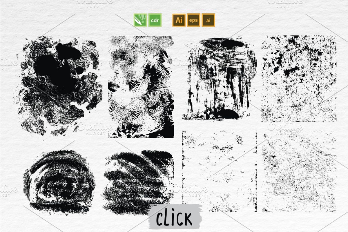 Grunge Vector Textures & Brushes, an Illustration by ElenaKovalyova (Photo 2 of 4)