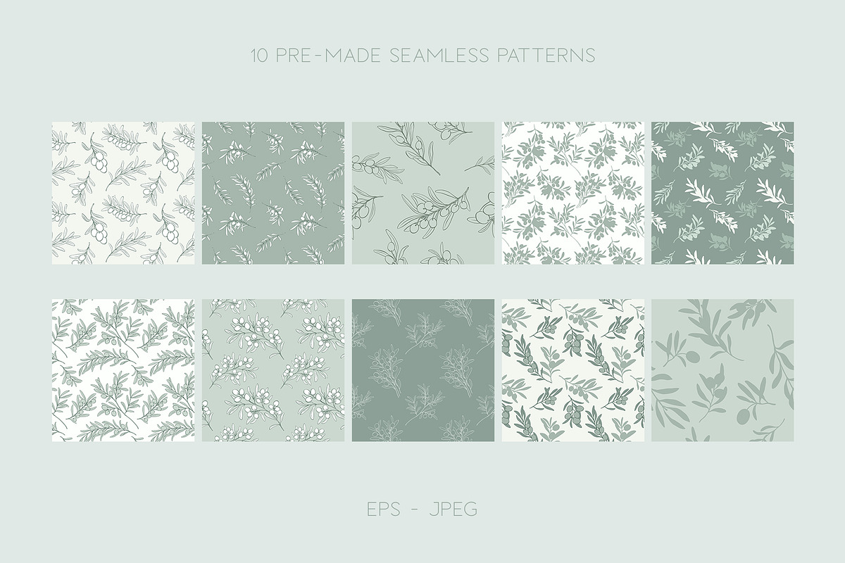 Line Art Olive Branches Clipart, an Object Graphic by ElenKoss (Photo 3 of 10)
