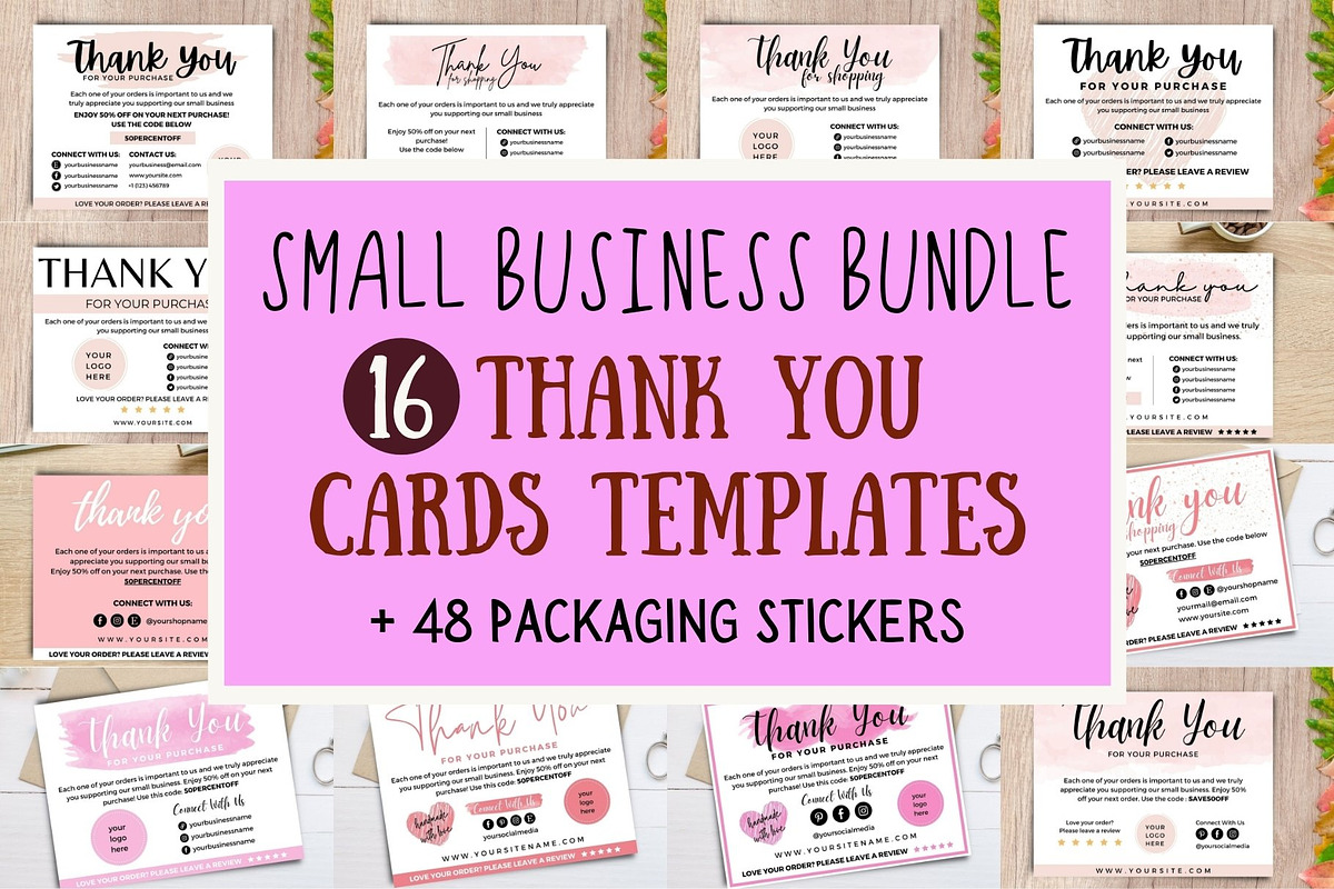 Thank You Card Templates Canva, a Card Template by bonadigitals (Photo 1 of 6)