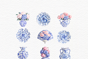 Blue chinoiserie watercolor plate, a Decorative Illustration by Invite to Clipart (Thumbnail 2 of 4)