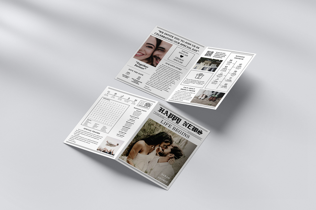 Newspaper Wedding Template, an Invitation Template by ZoloDesignHub (Photo 4 of 9)