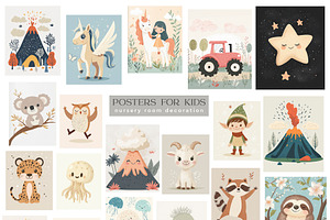 Cute Posters For Kids. Nursery Room.