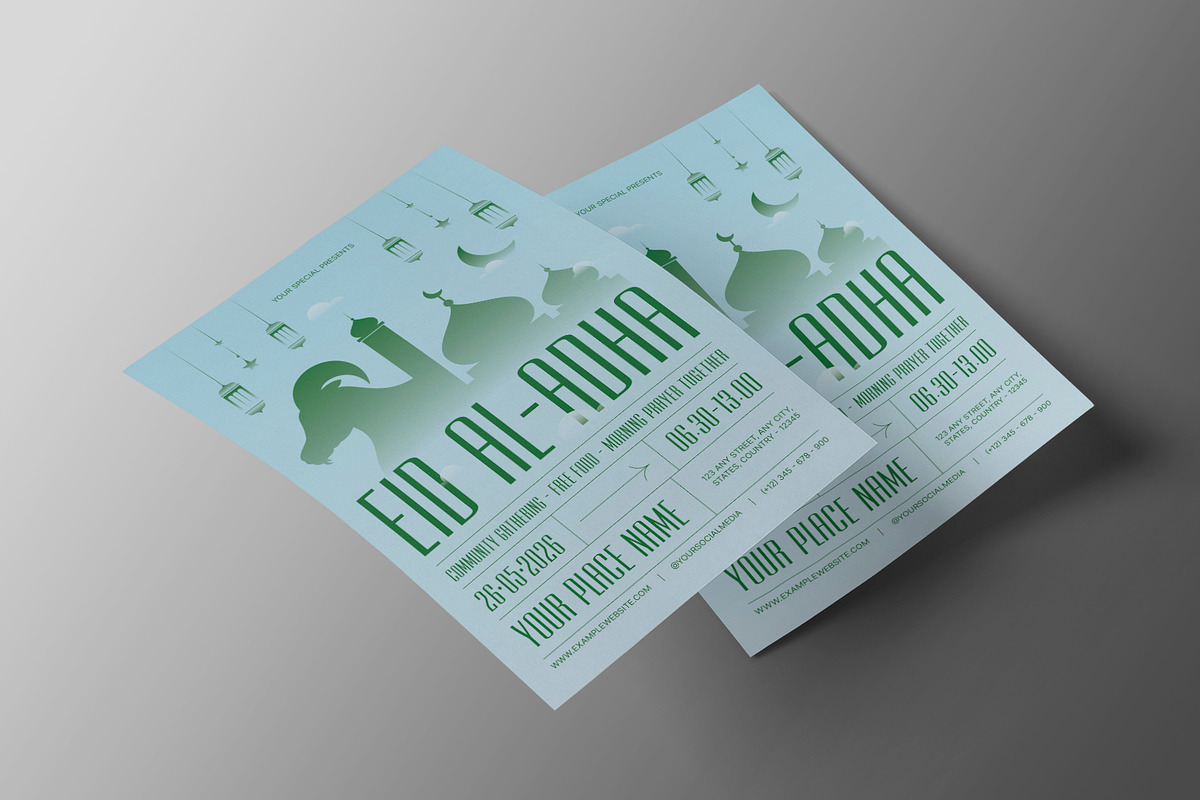 Sky Blue Green Eid Al Adha Flyer, a Flyer Template by Neermana (Photo 4 of 4)