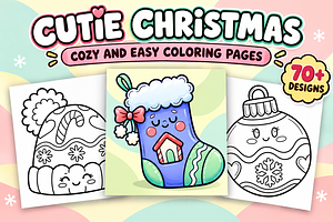 Cutie Christmas Coloring Pages #4, a Seasonal Illustration by Inkivelle Studio