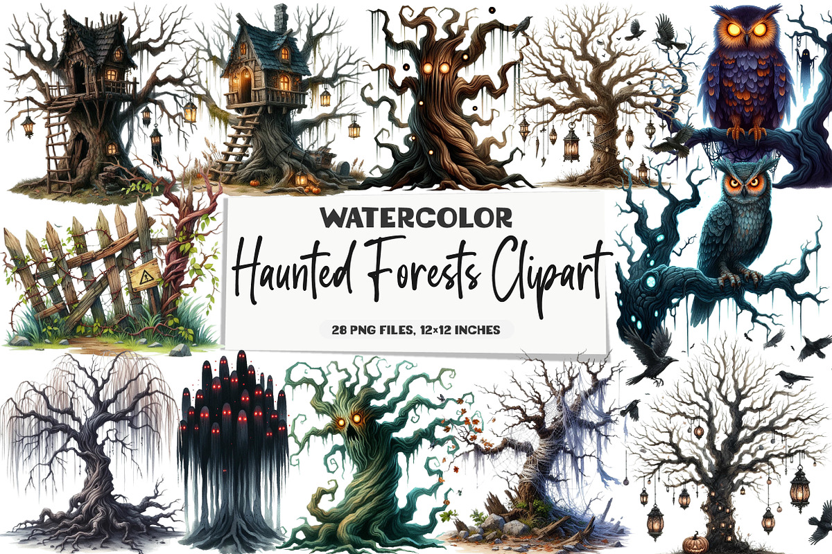 Haunted Forests Clipart, an Illustration by DreamArtGraphic (Photo 1 of 5)