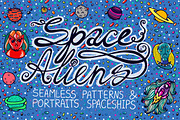 Space Aliens, a Pattern Graphic by Apolinarias Art (Thumbnail 1 of 5)