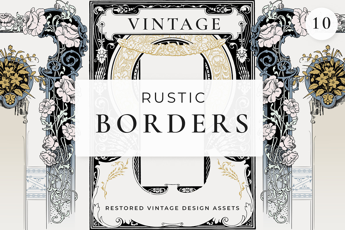Rustic Vintage Border Pack, a Decorative Illustration by Century Library