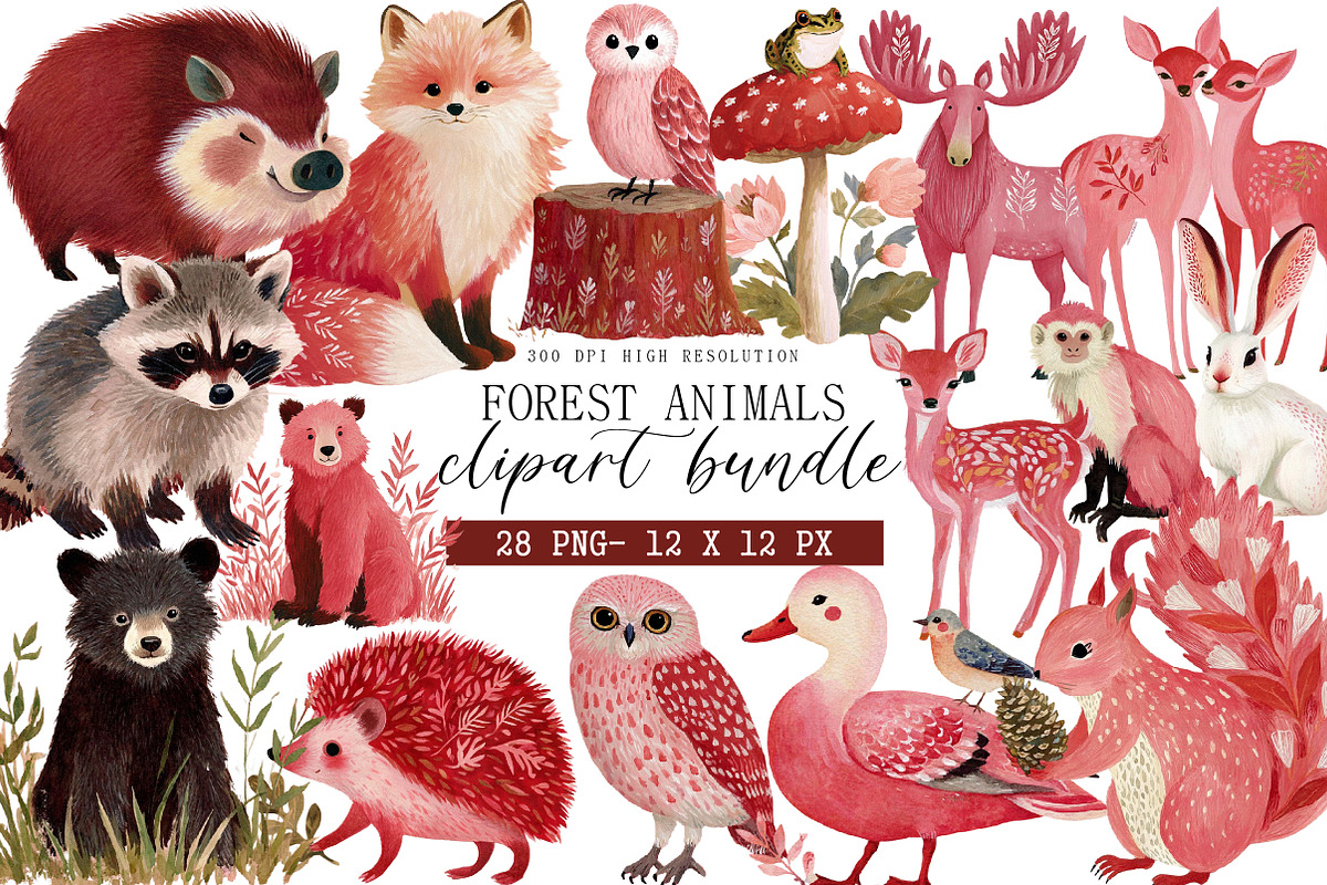 Forest Animals Clipart, an Illustration by DreamArtGraphic (Photo 1 of 4)
