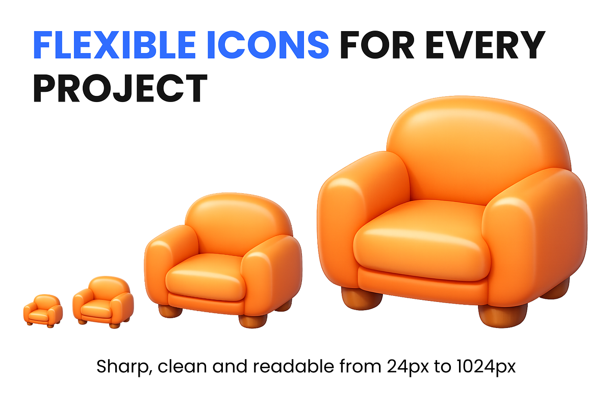 60 Home & Interior 3D Premium Icons, a Solid Icon by Icons Drop (Photo 4 of 5)
