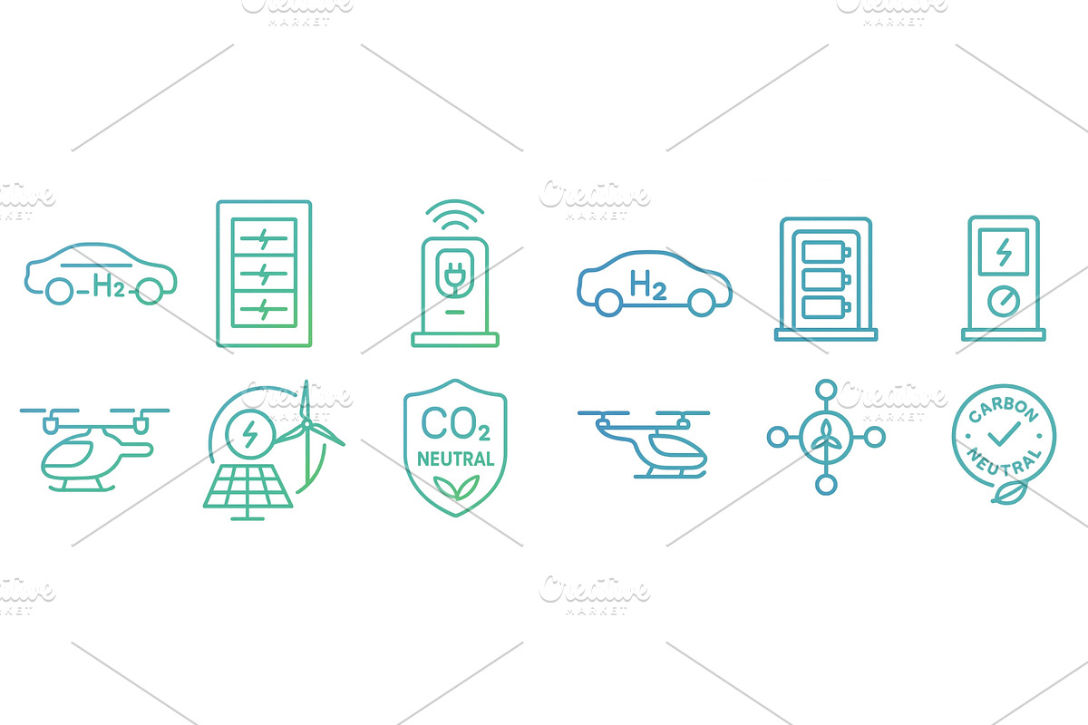 Icons representing hydrogen, an Illustration by ZinetroN