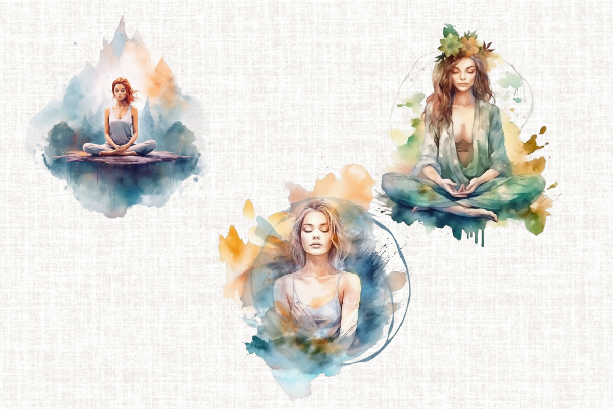 Watercolor Meditation Cliparts, an Illustration by Mash Mash Stickers (Photo 7 of 9)