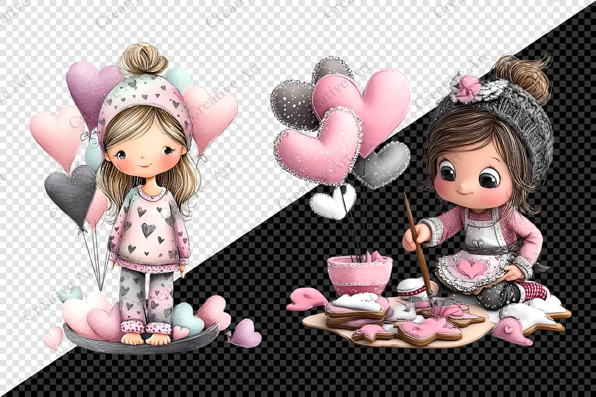Whimsical Valentine Girl With Balloo, an Illustration by Creative Art (Photo 8 of 9)