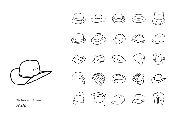 Hats Outlines Vector Icons