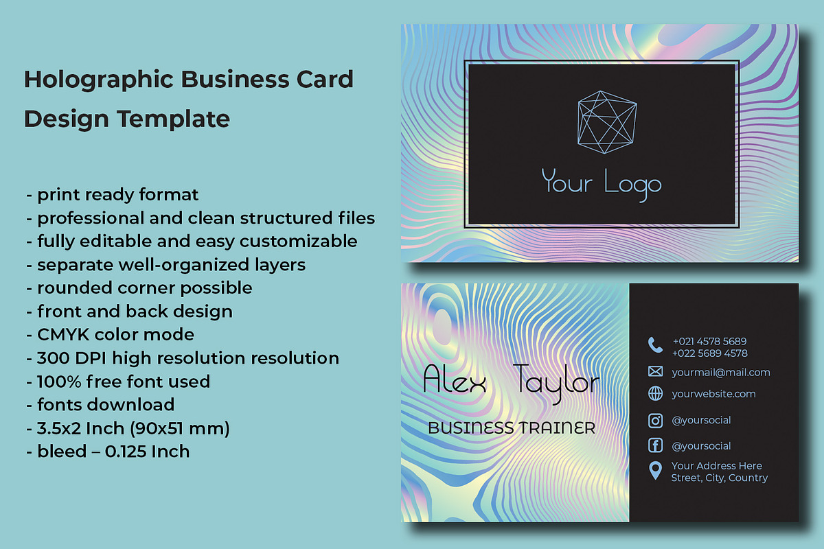 Holographic Business Card Design, a Business Card Template by Kseniya-Omega (Photo 2 of 4)