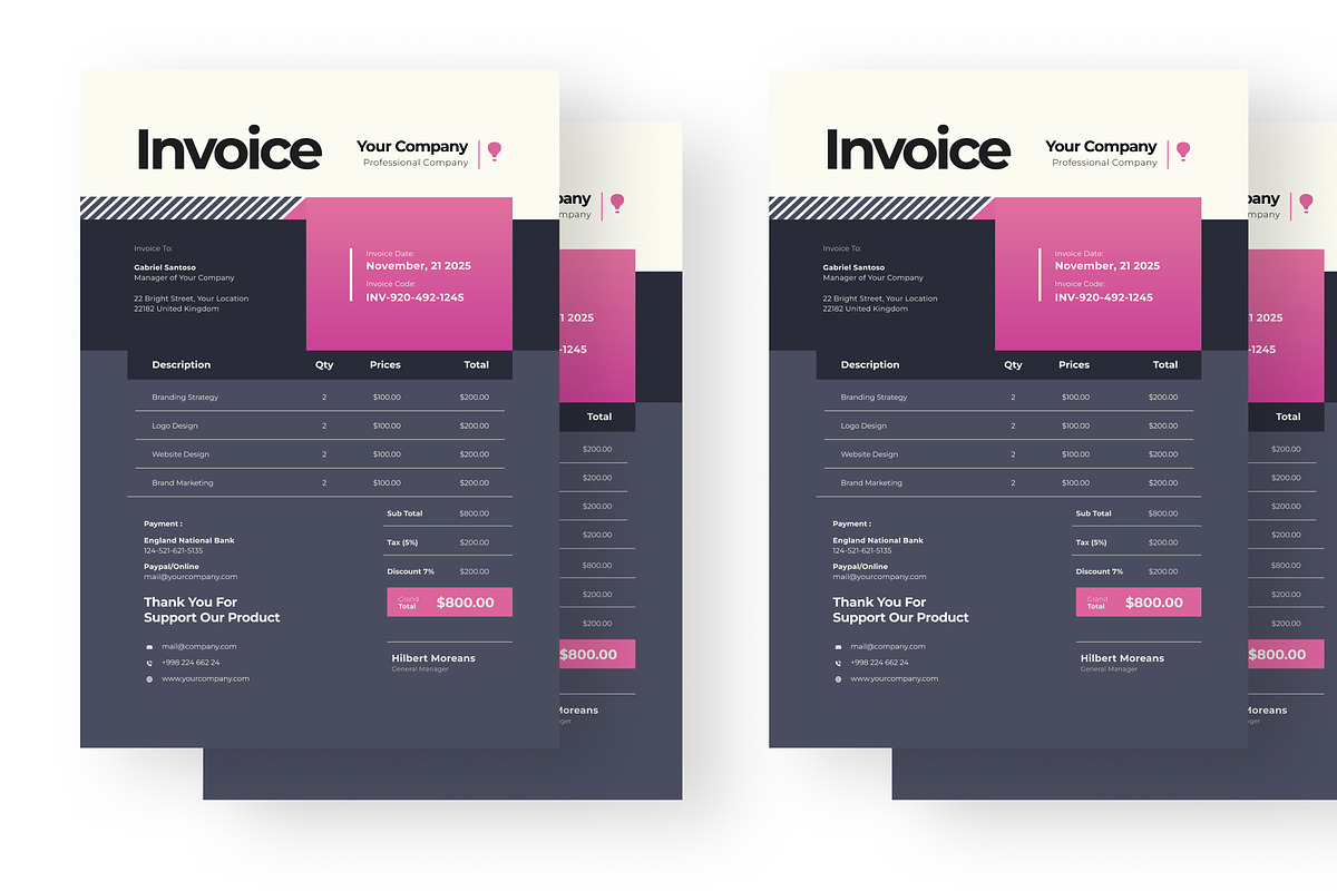 Pink Blue Invoice, a Resume Template by Izdihaar_Studio (Photo 3 of 4)