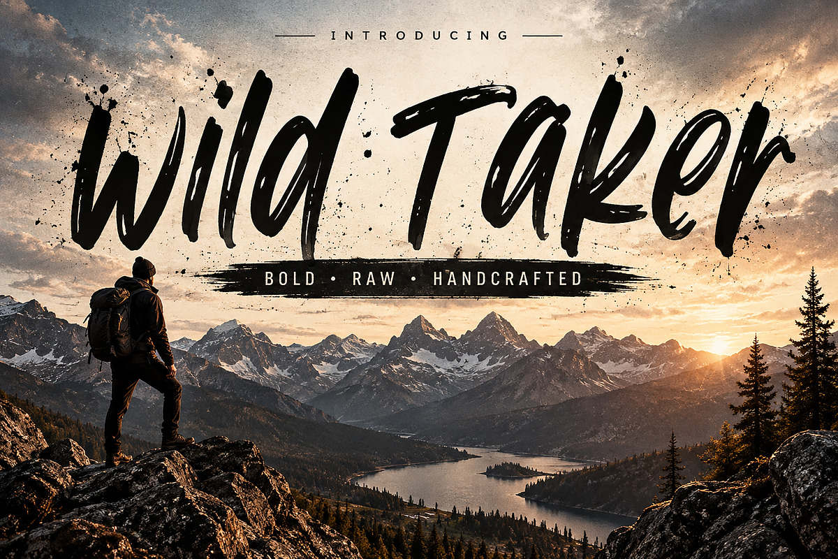 Wild Taker — Bold Brush Script Font, a Script Font by Wow Magic (Photo 1 of 4)
