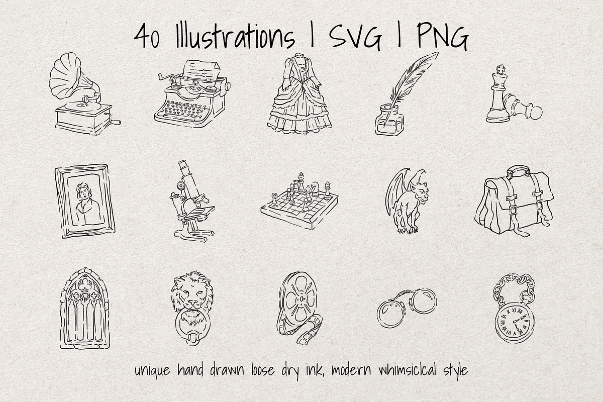 Dark Academia Sketch Bundle, an Object Illustration by Artalia (Photo 2 of 5)