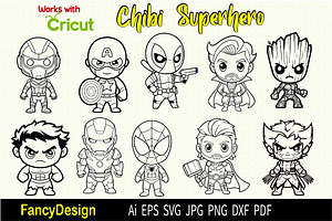 Chibi Superhero Vector Bundle