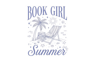 Book Girl Summer Png, a Seasonal Illustration by CraftArtStudio