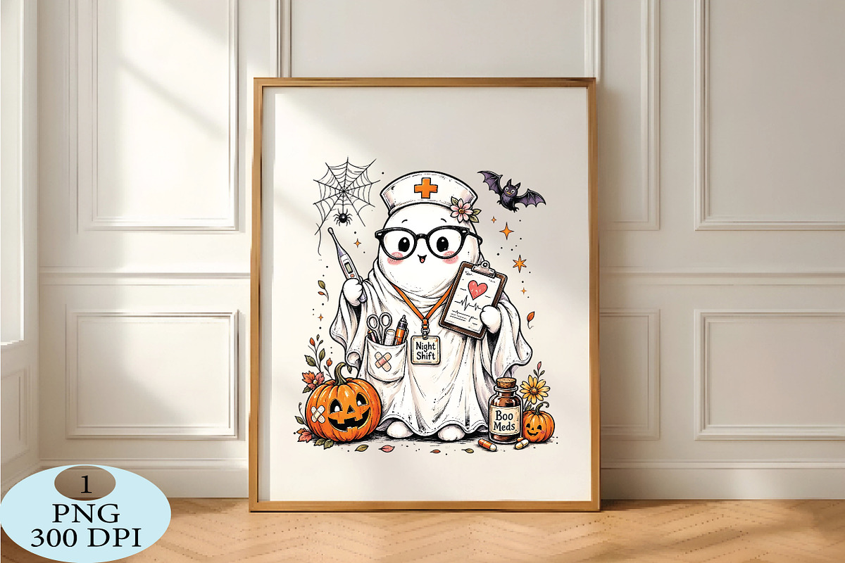 Spooky Nurse Ghost PNG, a Seasonal Illustration by Daily.Designs (Photo 3 of 4)