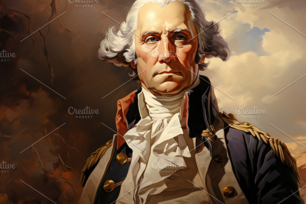 George Washington portrait in oil paint style. Generative AI., a Person Illustration by AS photostudio