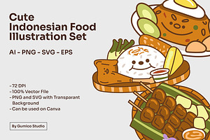 Cute Indonesian Food Illustration