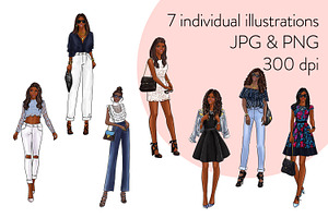 Fashion Girls 38 - Dark Skin Clipart