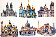 Famous Churches Clipart, an Illustration by DreamCafeArt (Thumbnail 3 of 4)