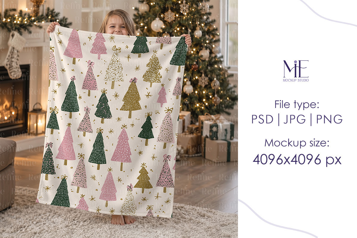 Christmas Blanket Mockup Fleece, a Merchandise Mockup by Mie Mockup Studio (Photo 4 of 5)