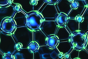 Seamless abstract representation of interconnected molecules with a glowing blu, a Pattern Graphic by Textures & Backgrounds