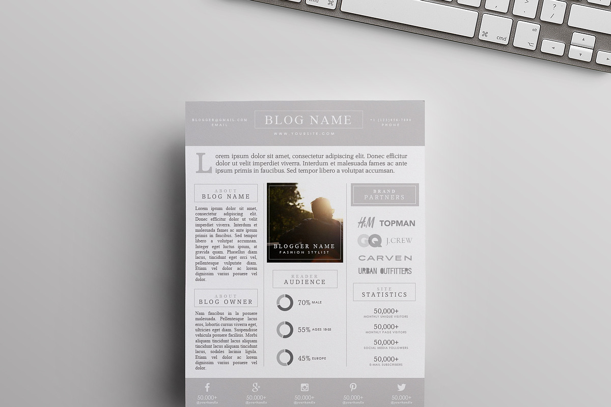 Blog Media Kit Template | One Page, a Stationery Template by Blogger Kit Co. (Photo 1 of 2)