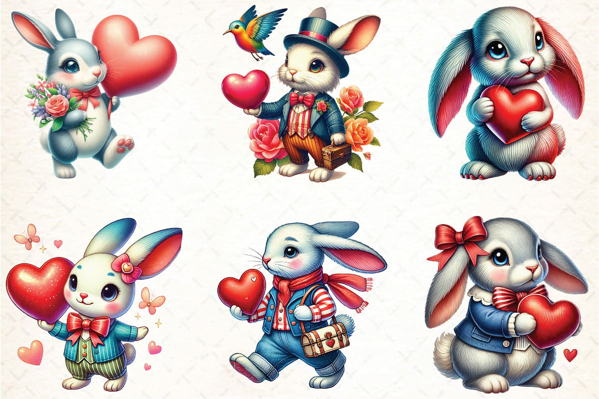 Cute Vintage Rabbit Watercolor, an Illustration by DreamCafeArt (Photo 3 of 4)