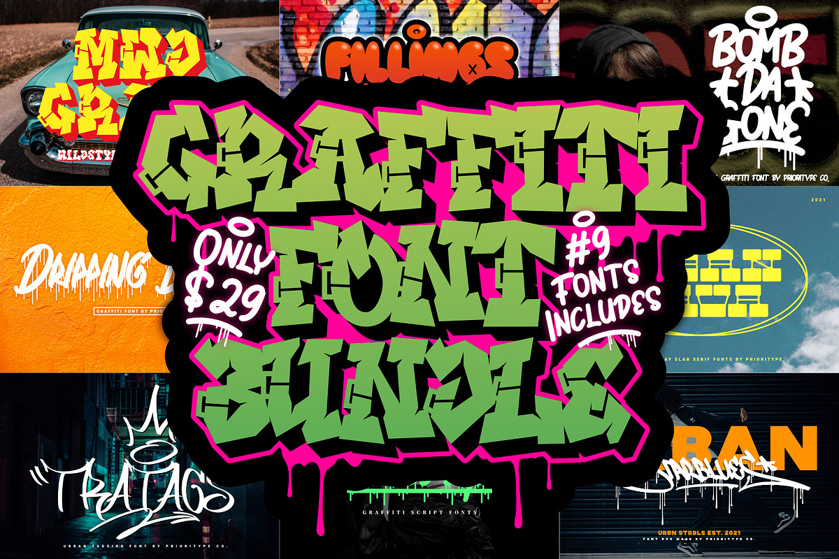 Graffiti Font Bundle - SALE! 90% OFF, a Font by Prioritype Co (Photo 1 of 11)