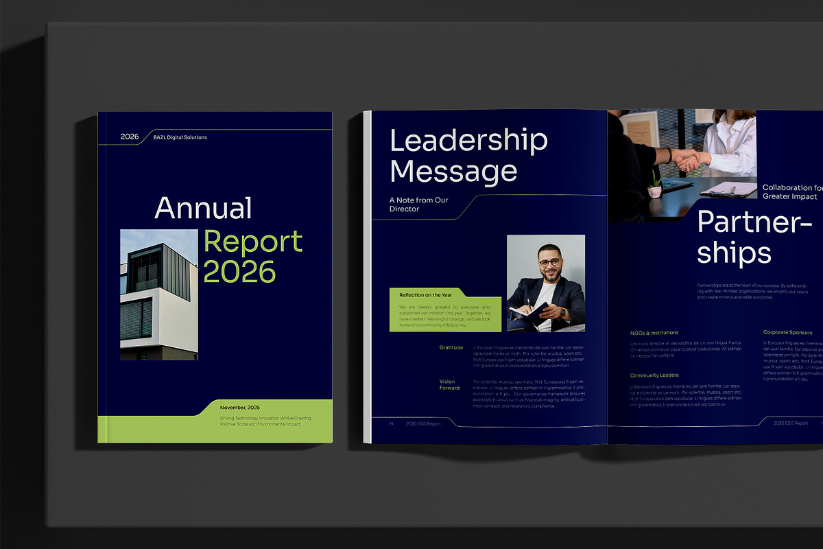 Navy Green Annual Report, a Brochure Template by Neermana (Photo 3 of 11)