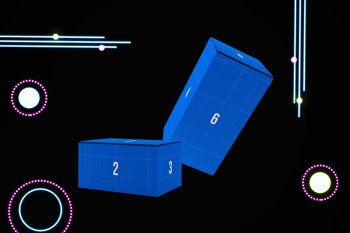Neon Boxes Mockup, a Packaging Mockup by Qaleb Studio