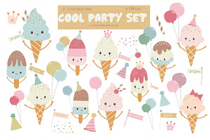 Cool Party clipart and paper set, a Food Illustration by Poppymoondesign