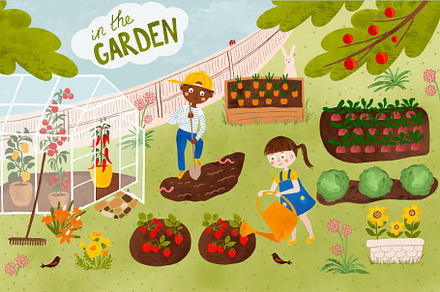 Children in the garden poster