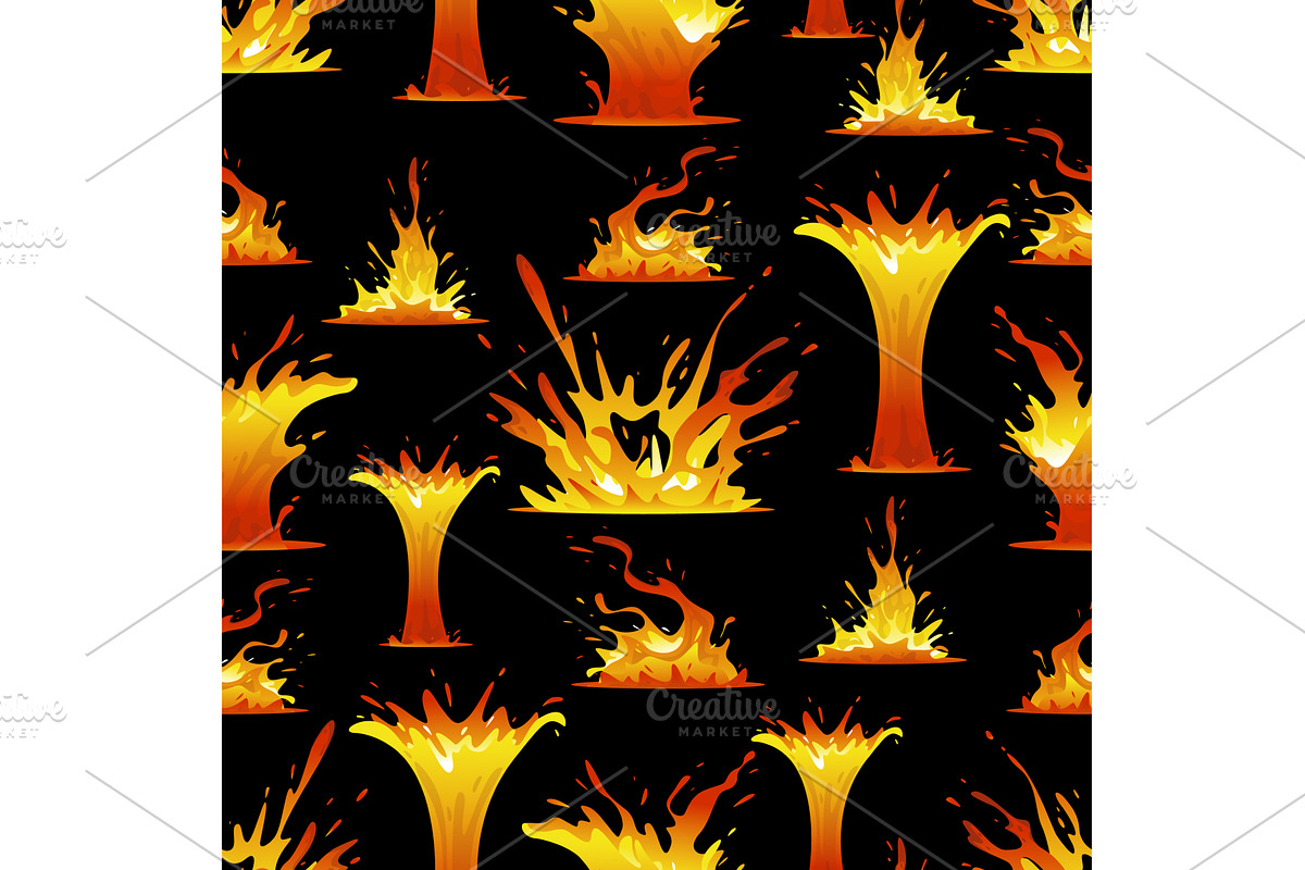 Lava flows and splashes seamless, an Illustration by Vectorbuum