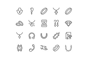 Line Jewelry Icons