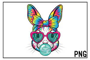 Coquette Easter Bunny Blowing Bubble, an Illustration by Black Bird Studio