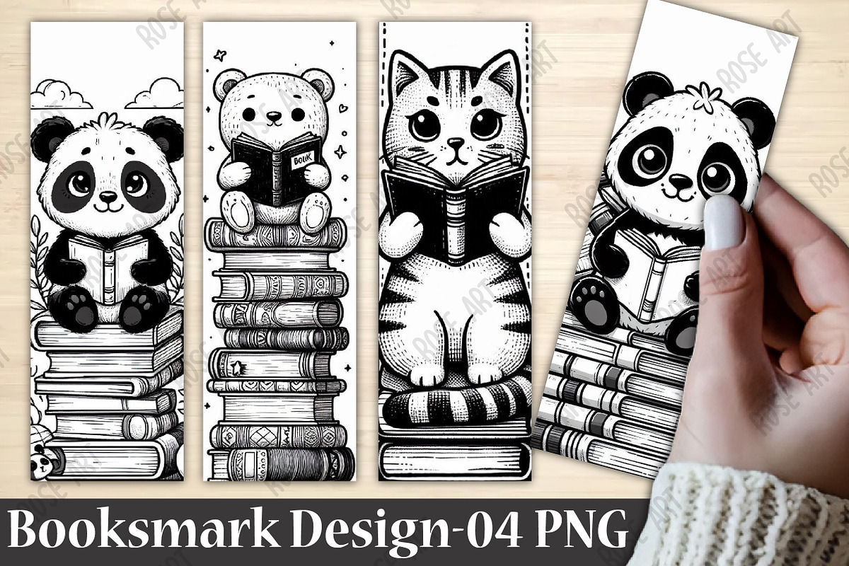Books Animals Bookmark Design, an Illustration by Rose Art