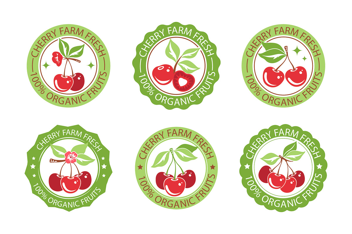 Cherries Illustration Vector Set, a Food Illustration by Lettering_Logo (Photo 3 of 4)