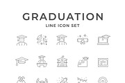 Set Line Icons of Graduation, an Outline Icon by motorama (Thumbnail 1 of 2)