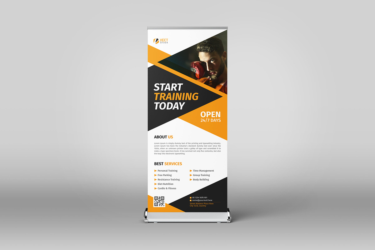 Fitness Roll-up Banner Template, a Print Template by VectStock (Photo 3 of 3)