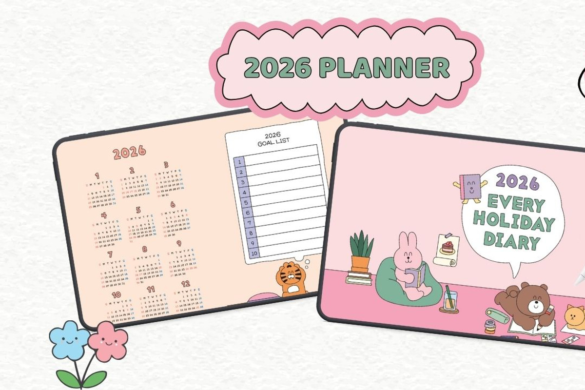 2026 Cute Digital Planner, a Templates & Theme by Sahara (Photo 1 of 5)