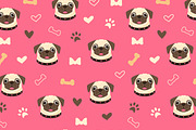 Pug Seamless Patterns | Vector Files, an Animal Illustration by Elena Nesterova (Thumbnail 6 of 7)