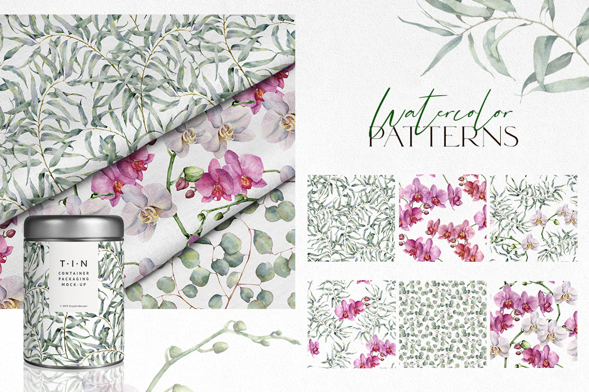 Orchid Watercolor flowers clipart, an Illustration by Yuliya Derbisheva (Photo 9 of 10)