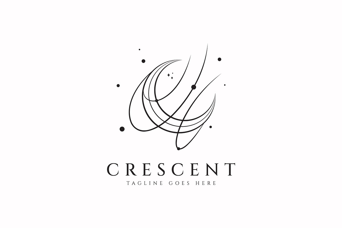 Crescent Moon Logo Abstract Line Art, a Branding & Logo Template by Signatoro (Photo 1 of 3)