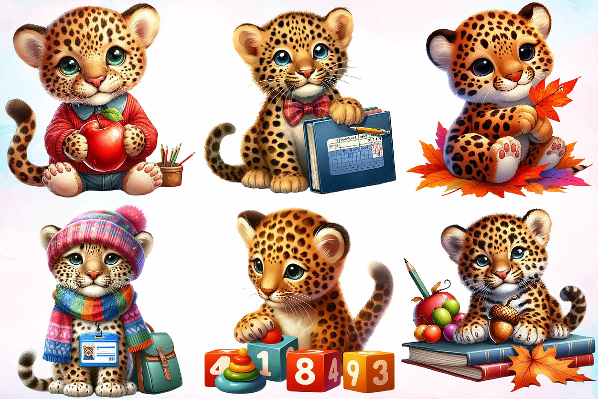 Leopards Back to School Clipart PNG, a Seasonal Illustration by Canvas Craft (Photo 4 of 4)