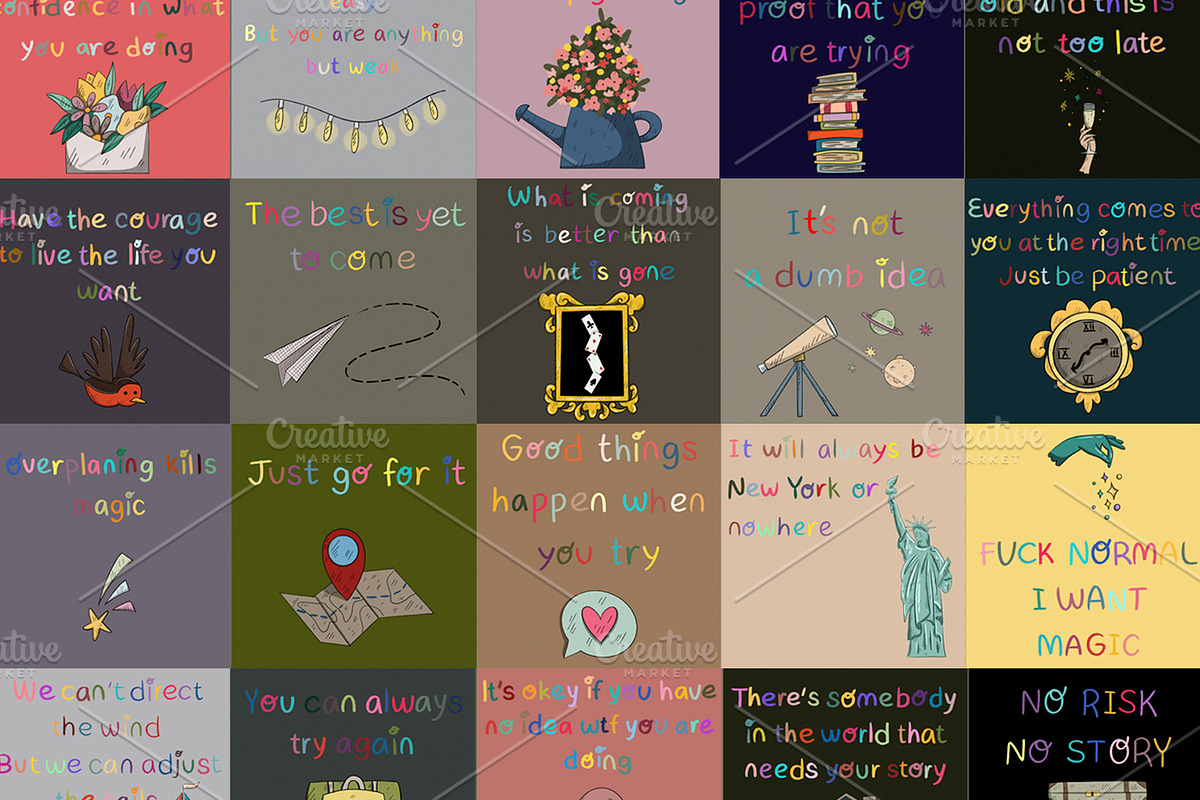 motivational emotional quotes, a Decorative Illustration by SaintPic illustrations (Photo 1 of 9)